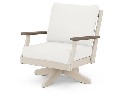 POLYWOOD® Braxton Deep Seating Swivel Chair in Sand / Kona / Natural Linen