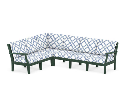 POLYWOOD® Braxton Modular 6-Piece Deep Seating Set in Green / Trellis Sky Blue