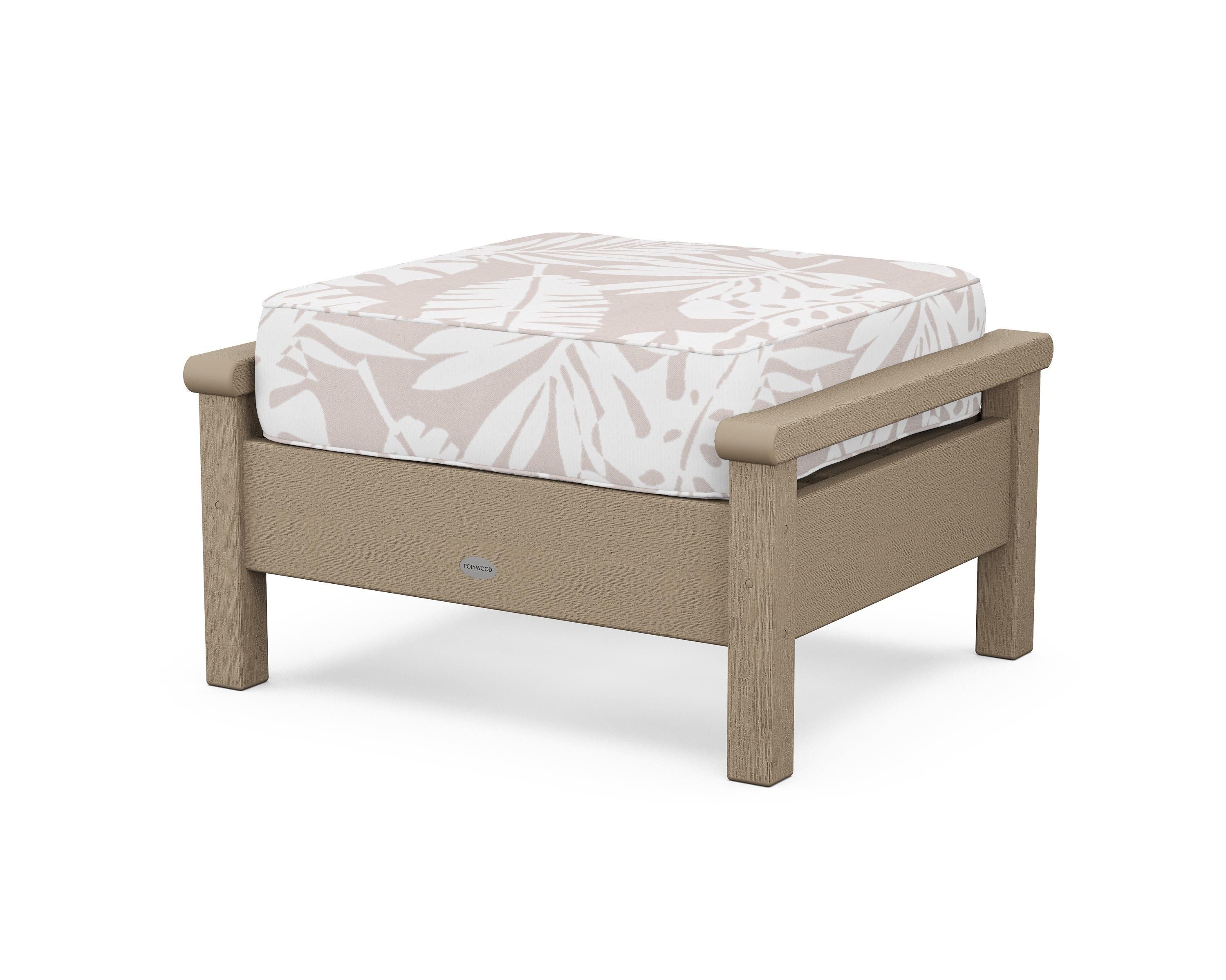 POLYWOOD® Harbour Deep Seating Ottoman in Vintage Sahara / Leaf Dune Burlap