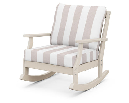 POLYWOOD® Braxton Deep Seating Rocking Chair in Sand / Cabana Stripe Dune Burlap