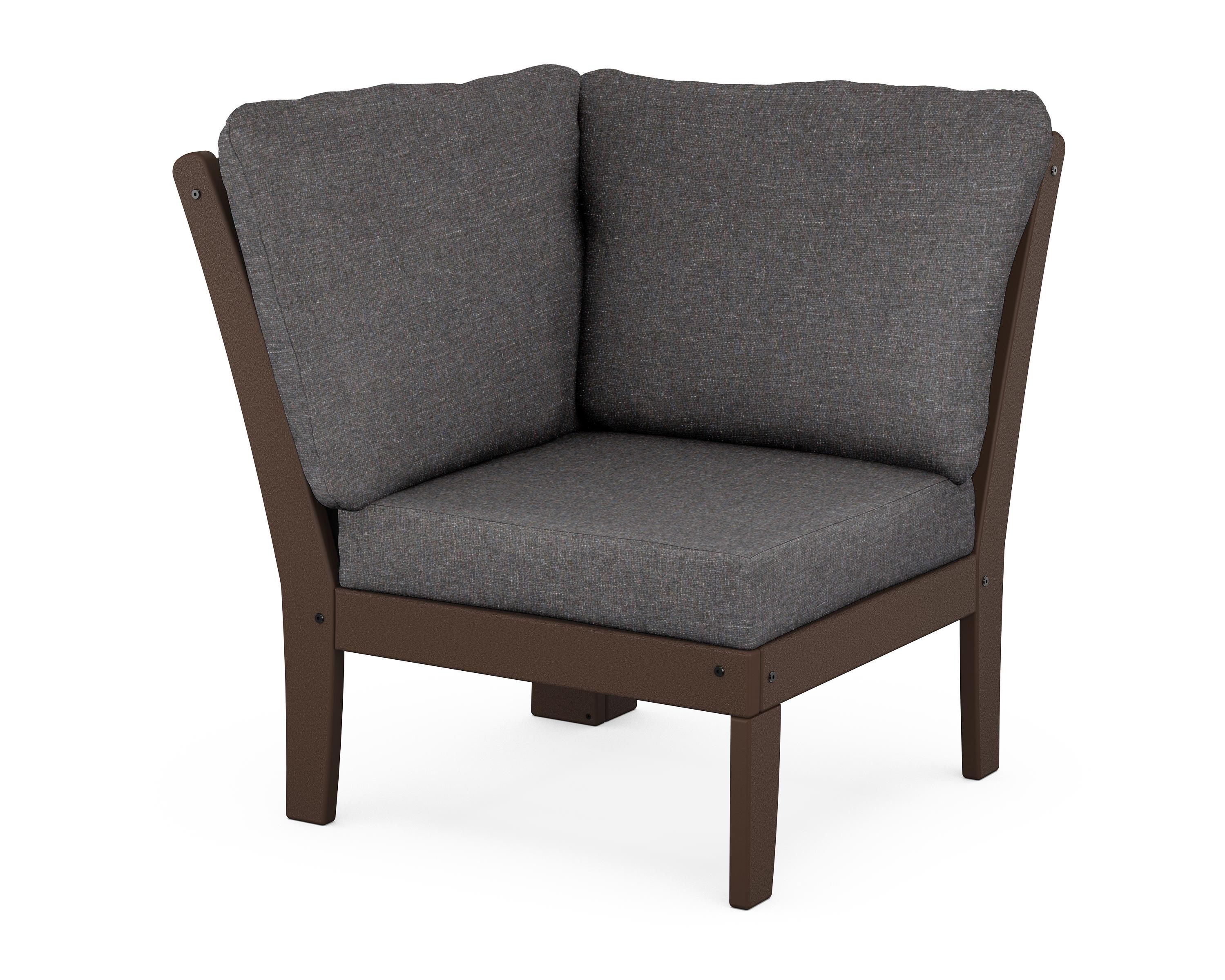POLYWOOD® Braxton Modular Corner Chair in Mahogany / Ash Charcoal