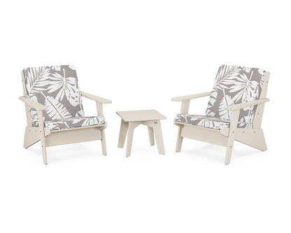 POLYWOOD® Riviera Modern Lounge 3-Piece Set in Sand / Leaf Grey Mist