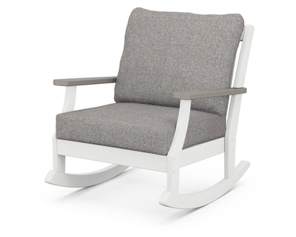 POLYWOOD® Braxton Deep Seating Rocking Chair in White / Driftwood / Grey Mist