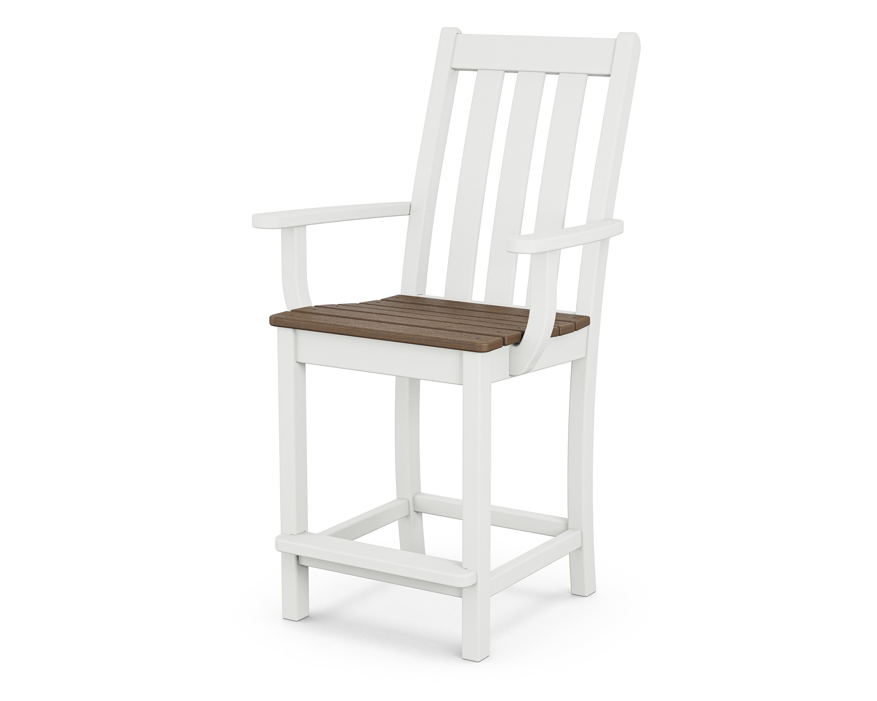POLYWOOD® Vineyard Counter Arm Chair in White / Kona