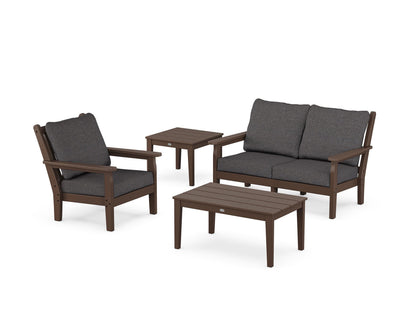 POLYWOOD® Chippendale 4-Piece Deep Seating Set in Mahogany / Ash Charcoal