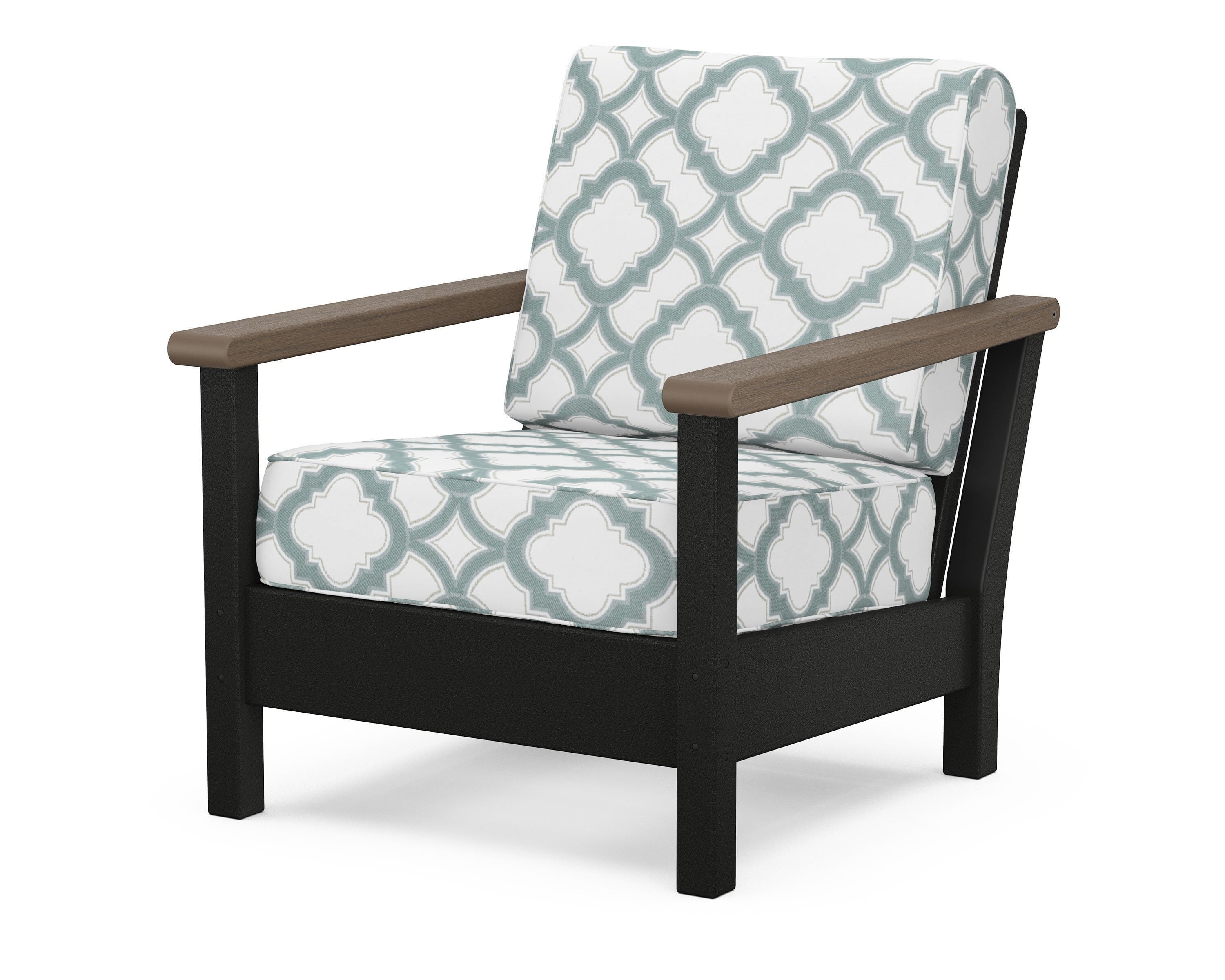 POLYWOOD® Harbour Deep Seating Chair in Black / Kona / Trellis Glacier Spa