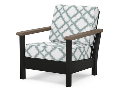 POLYWOOD® Harbour Deep Seating Chair in Black / Kona / Trellis Glacier Spa