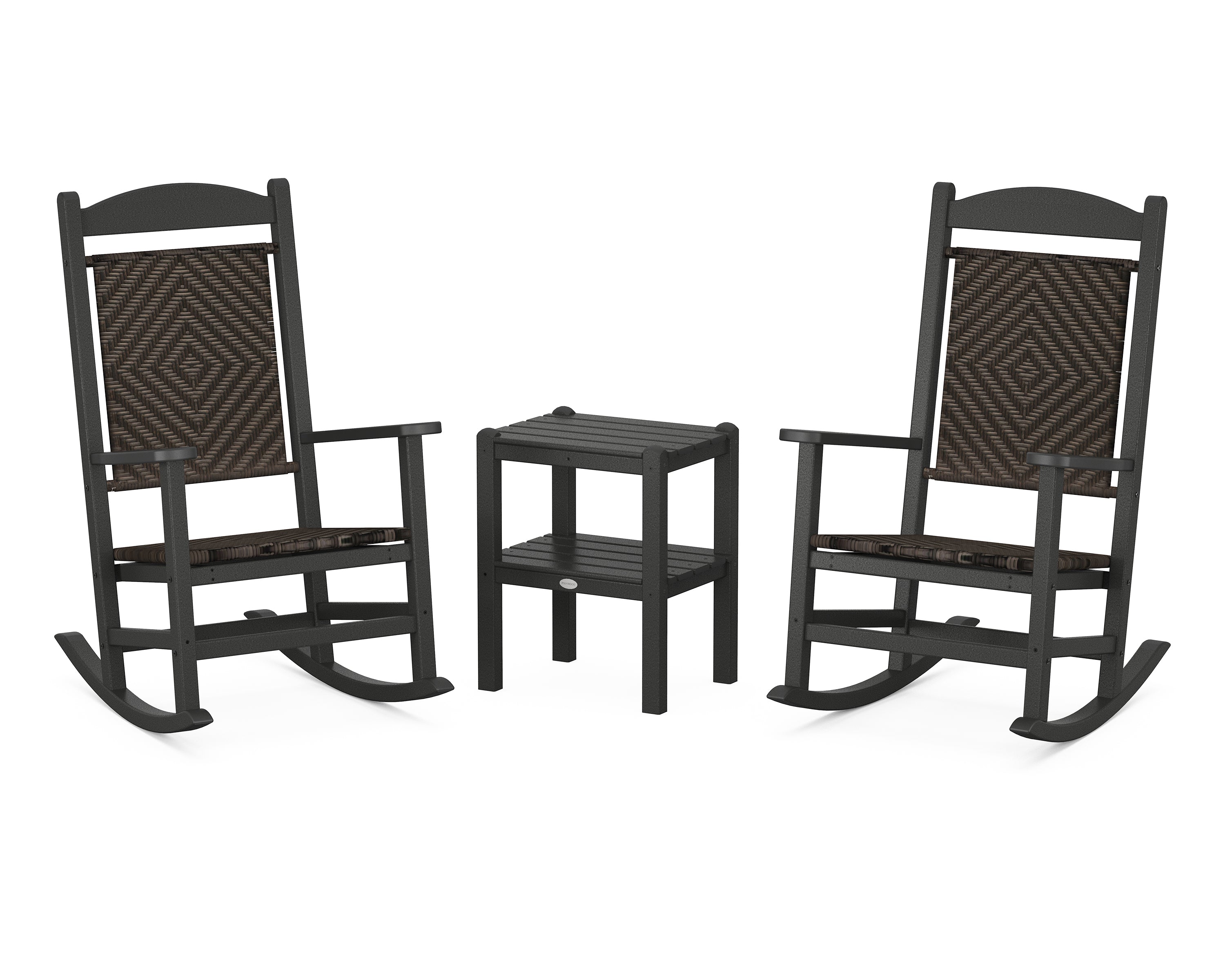 POLYWOOD® Presidential Woven Rocker 3-Piece Set in Black / Cahaba