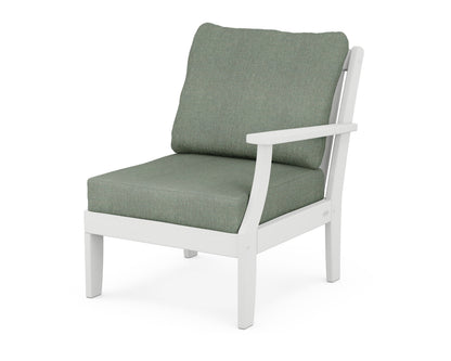 POLYWOOD® Braxton Modular Right Arm Chair in White / Cast Sage