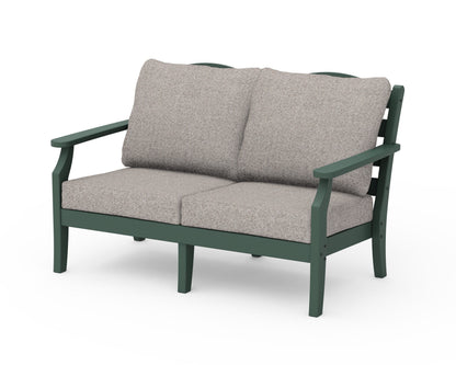 Draper James™ by  POLYWOOD® Savannah Deep Seating Loveseat in Green / Weathered Tweed
