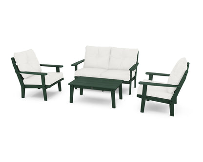 POLYWOOD® Lakeside 4-Piece Deep Seating Set in Green / Natural Linen
