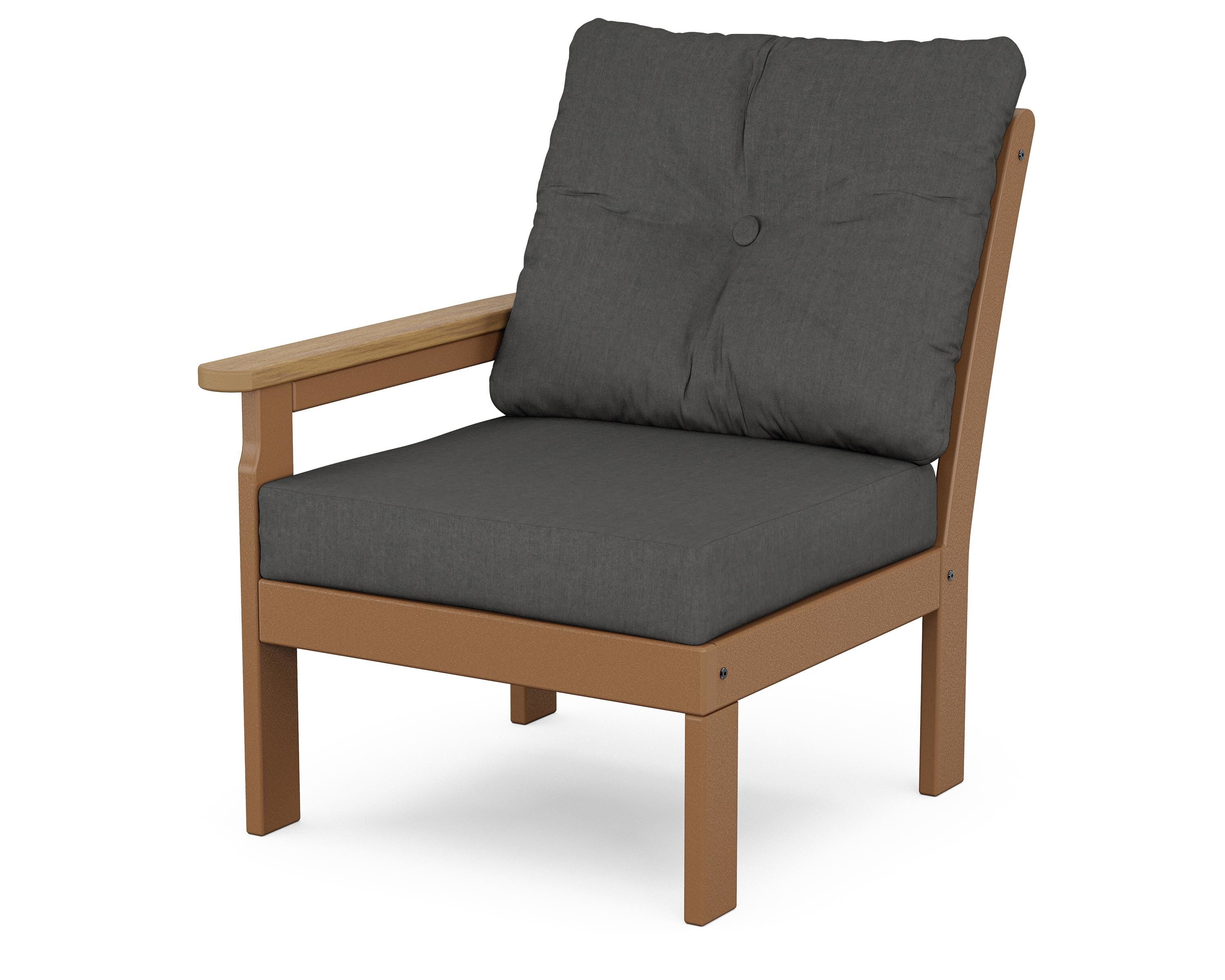 POLYWOOD® Vineyard Modular Left Arm Chair in Teak / Natural / Spectrum Carbon