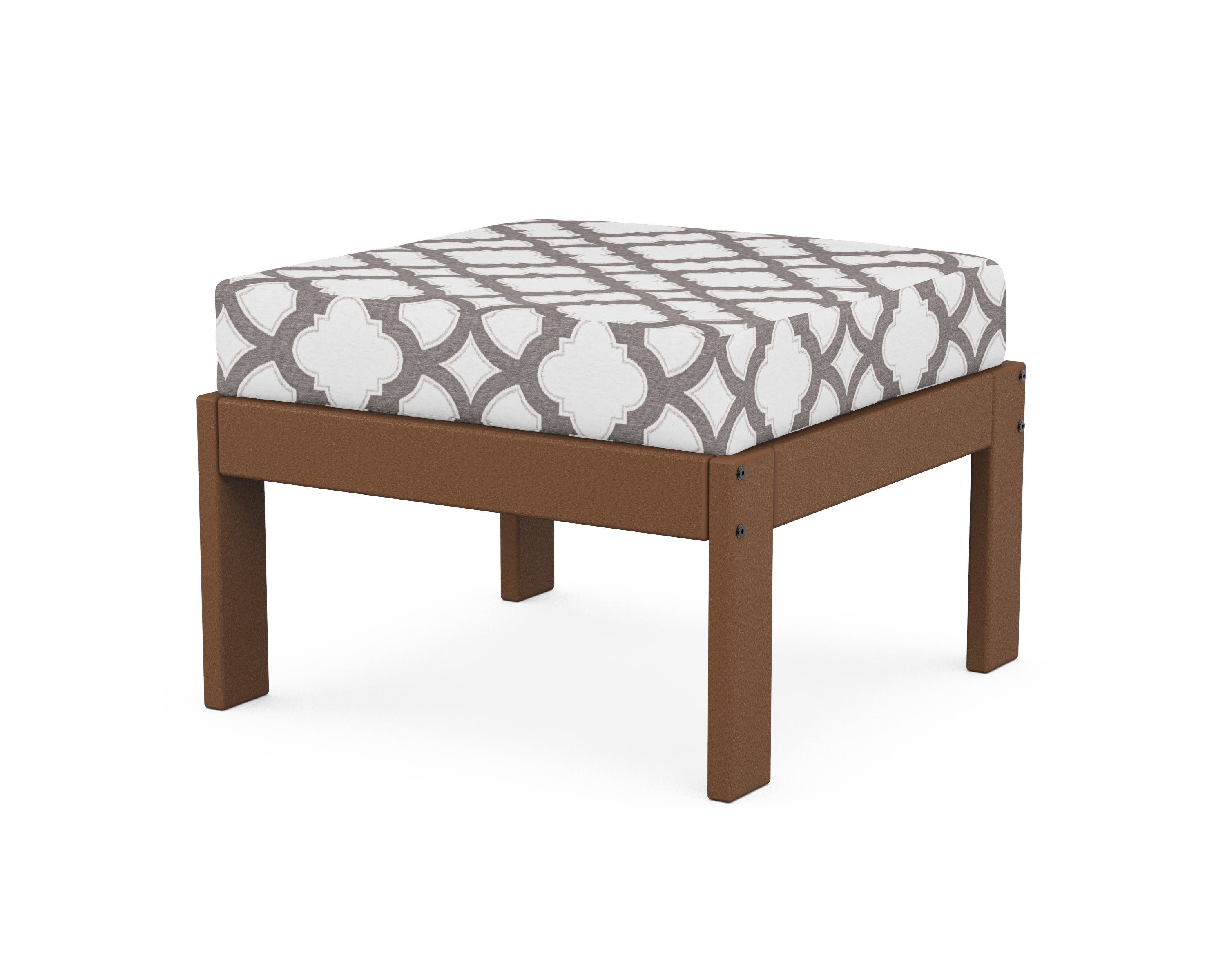 POLYWOOD® Vineyard Modular Ottoman in Teak / Trellis Grey Mist
