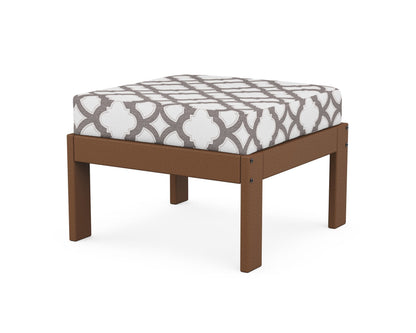 POLYWOOD® Vineyard Modular Ottoman in Teak / Trellis Grey Mist
