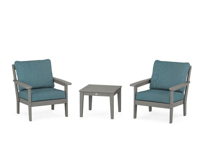 Country Living Cottage 3-Piece Deep Seating Set in Slate Grey / Ocean Teal
