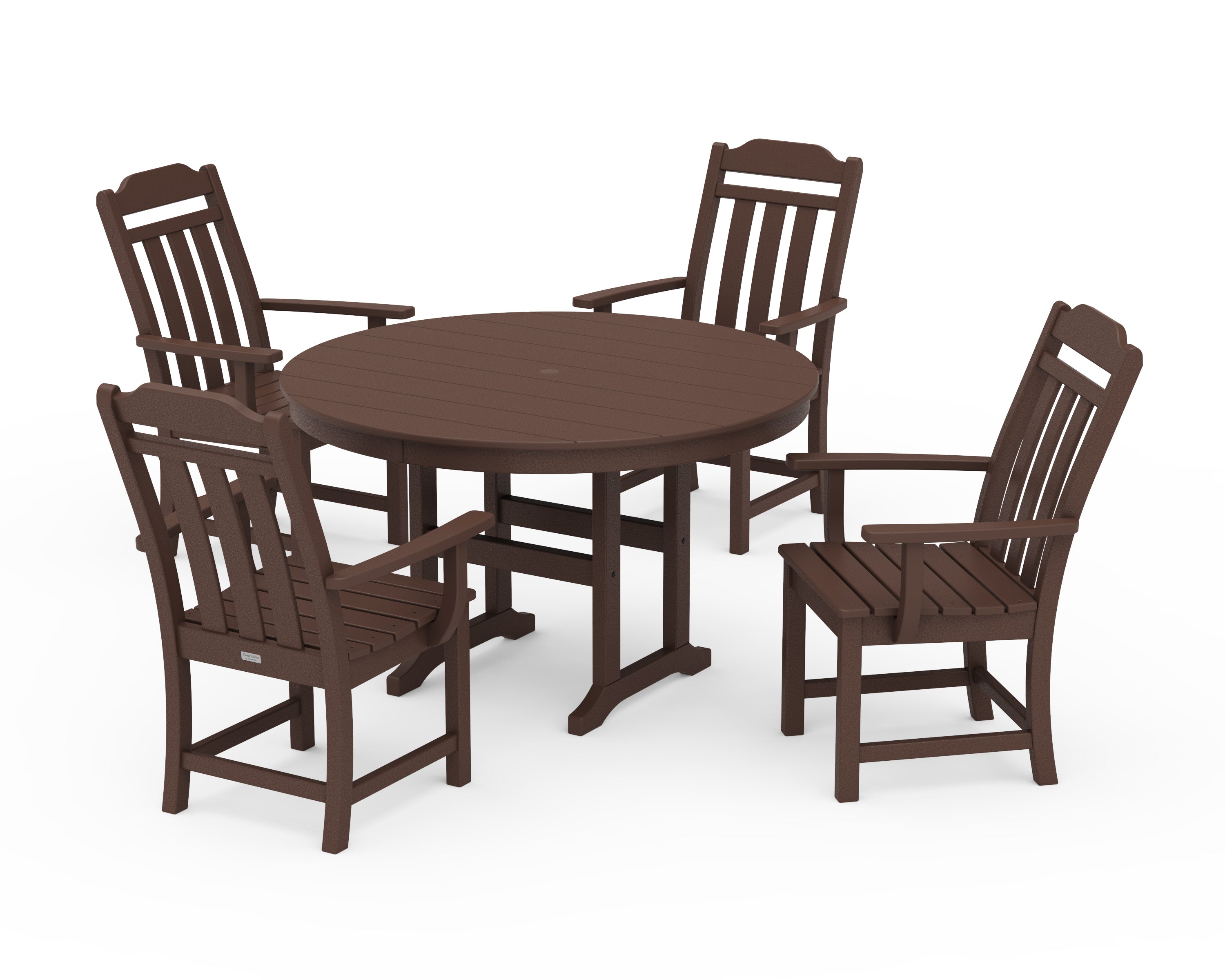 Country Living Cottage 5-Piece Round Farmhouse Dining Set in Mahogany