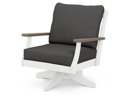 POLYWOOD® Braxton Deep Seating Swivel Chair in White / Kona / Spectrum Carbon