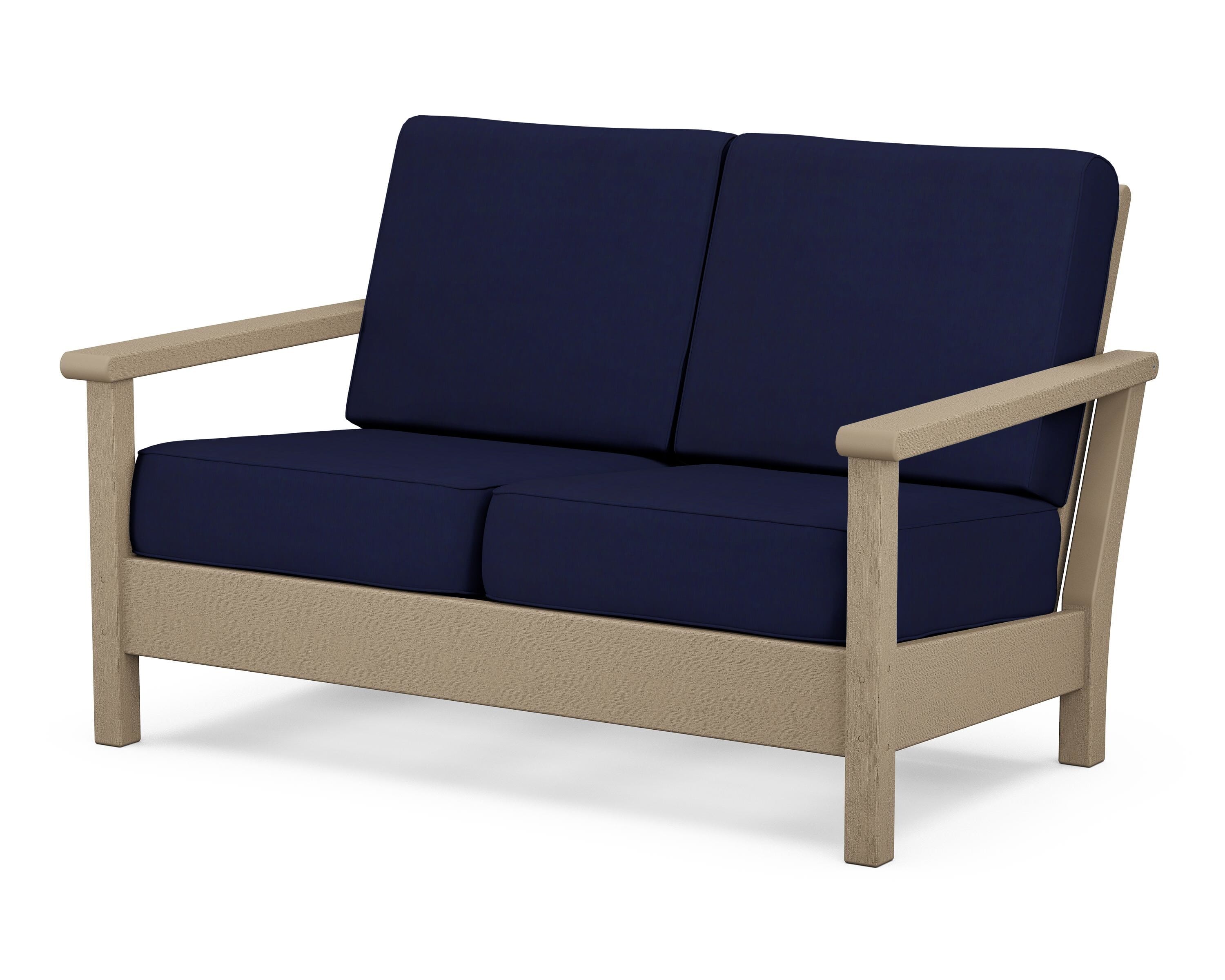 POLYWOOD® Harbour Deep Seating Loveseat in Vintage Sahara / Navy