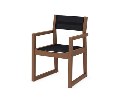 POLYWOOD® EDGE Sling Dining Arm Chair in Teak / Black Sling