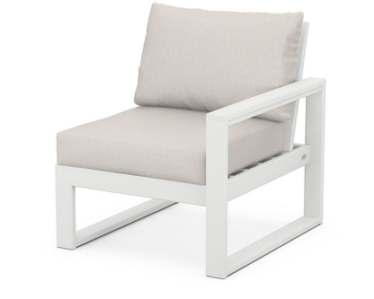 POLYWOOD® EDGE Modular Right Arm Chair in White / Cast Ash