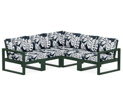 POLYWOOD® EDGE 5-Piece Modular Deep Seating Set in Green / Leaf Marine Indigo