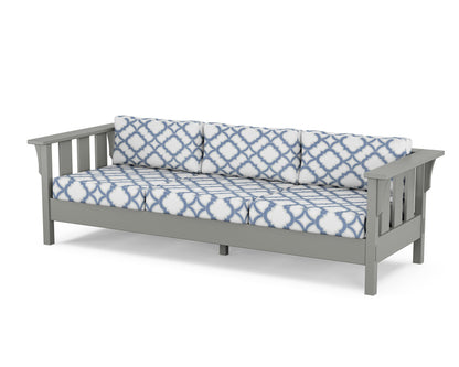 Martha Stewart by POLYWOOD® Acadia Deep Seating Sofa in Slate Grey / Trellis Sky Blue