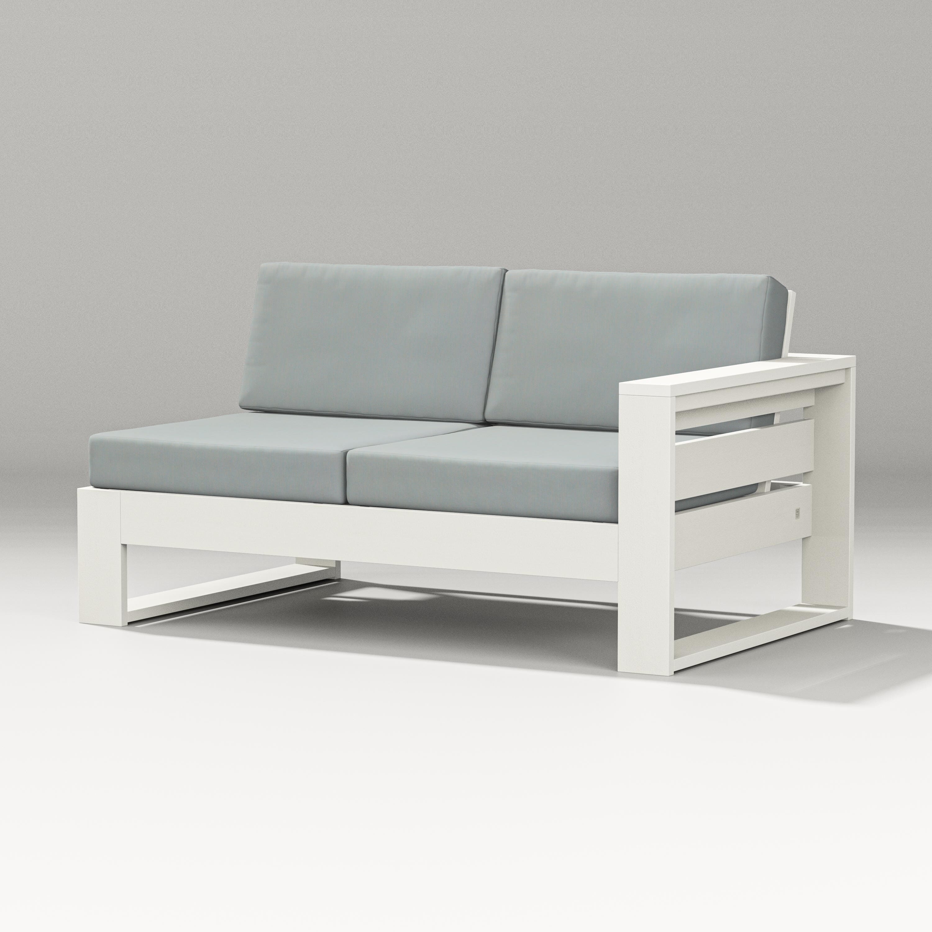 PW Designer Series Latitude Modular Right Arm Loveseat in Vintage White / Spa