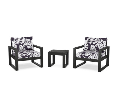 POLYWOOD® EDGE Sectional 3-Piece Deep Seating Set in Black / Leaf Navy