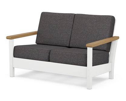 POLYWOOD® Harbour Deep Seating Loveseat in White / Natural / Ash Charcoal