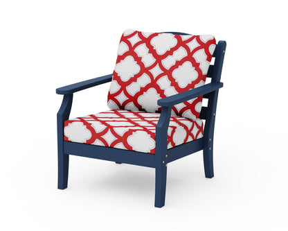Draper James™ by  POLYWOOD® Savannah Deep Seating Chair in Navy / Trellis Crimson