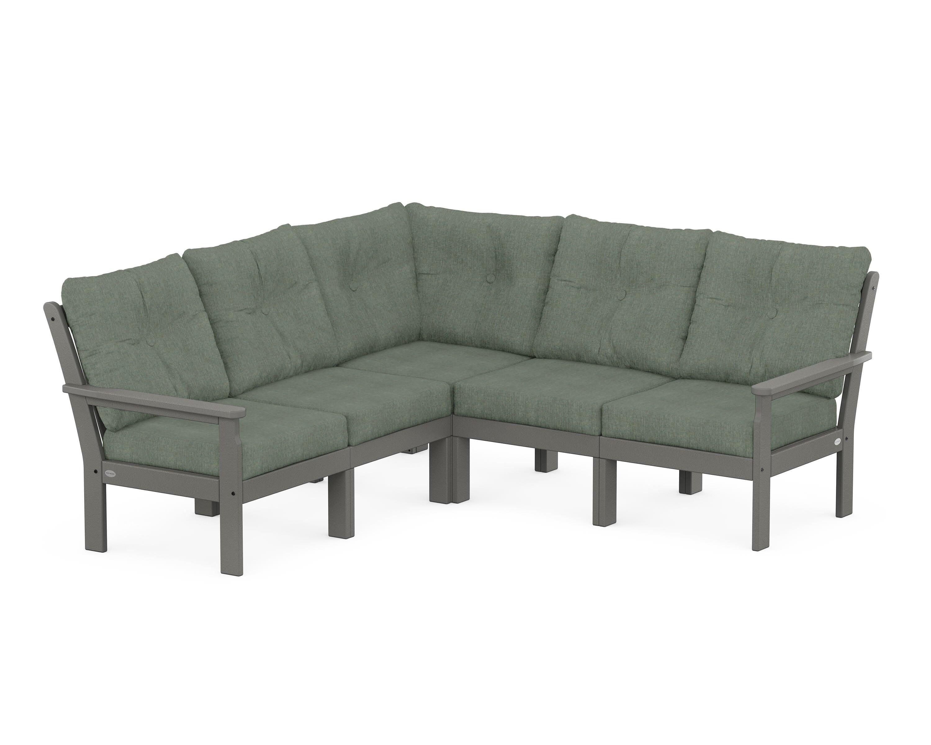 POLYWOOD® Vineyard 5-Piece Sectional in Slate Grey / Cast Sage
