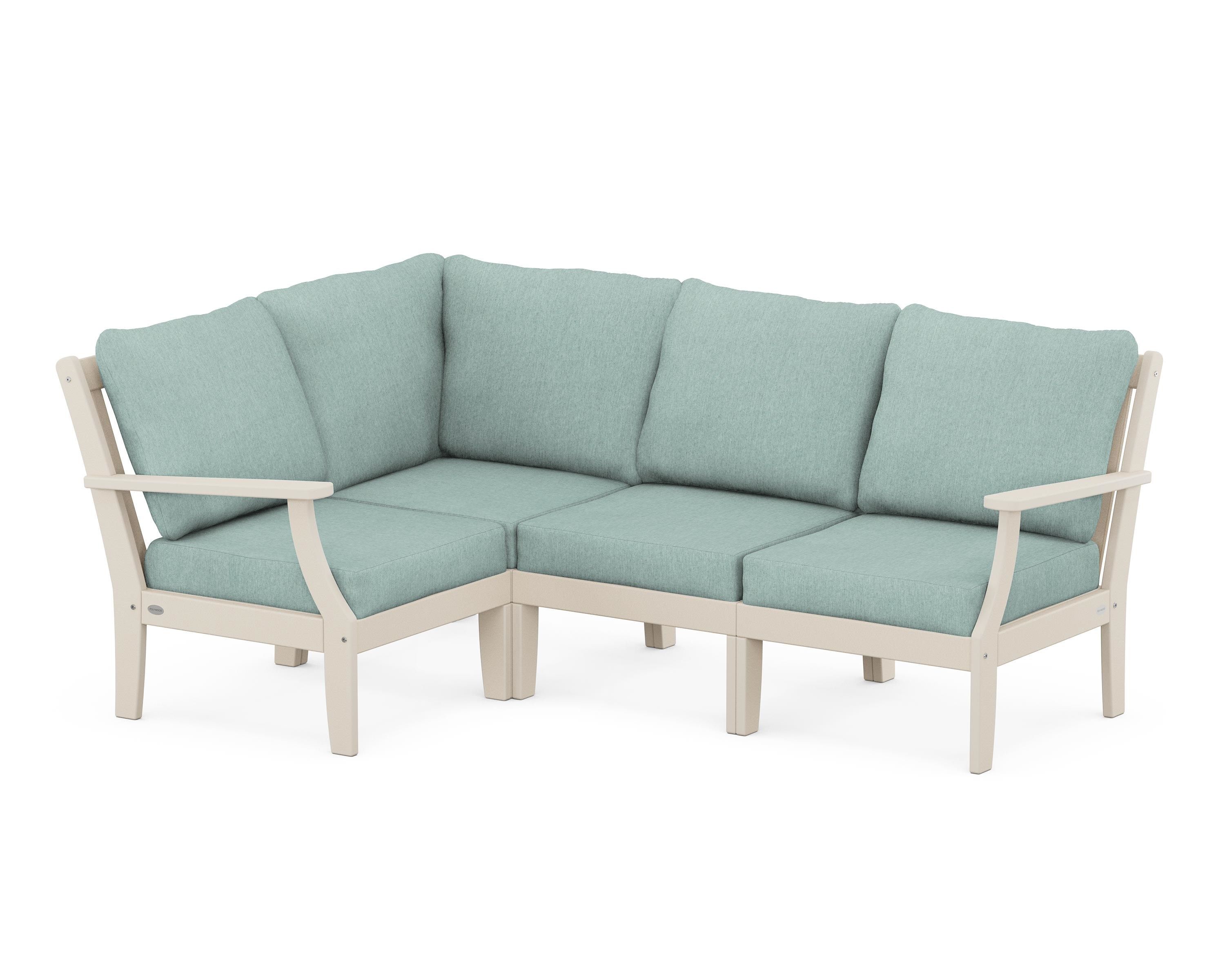 POLYWOOD® Braxton Modular 4-Piece Deep Seating Set in Sand / Glacier Spa