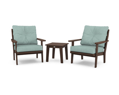 POLYWOOD® Lakeside 3-Piece Deep Seating Chair Set in Mahogany / Glacier Spa