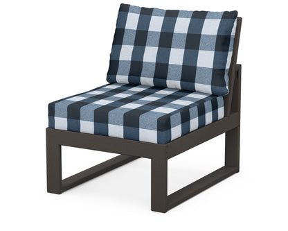 Unbranded Modular Armless Chair in Vintage Coffee / Buffalo Plaid Marine Indigo