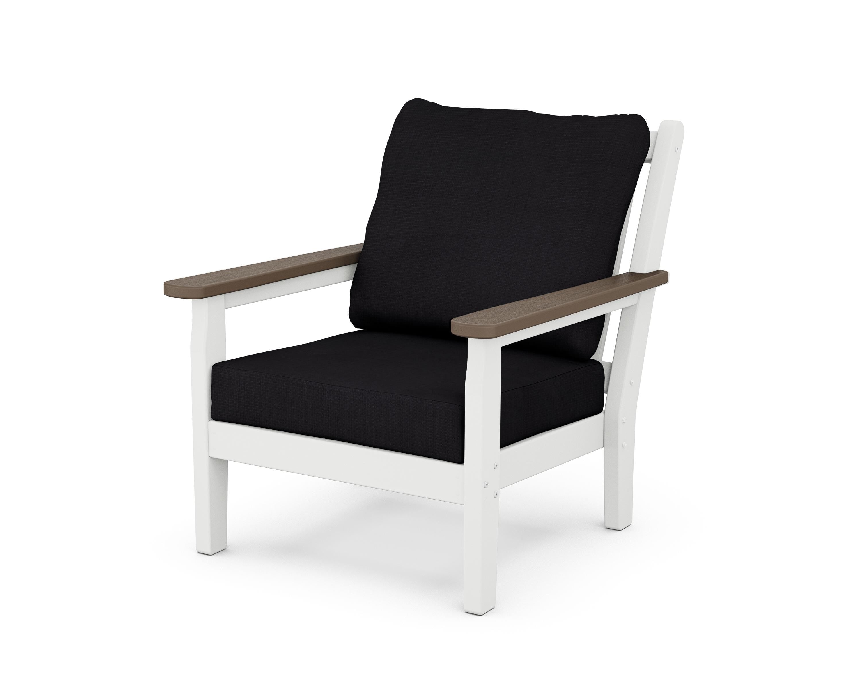 POLYWOOD® Chippendale Deep Seating Chair in White / Kona / Midnight Linen