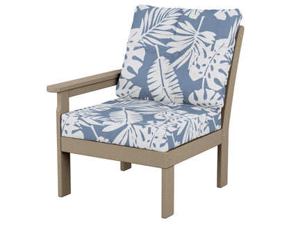 POLYWOOD® Vineyard Modular Left Arm Chair in Vintage Sahara / Leaf Sky Blue