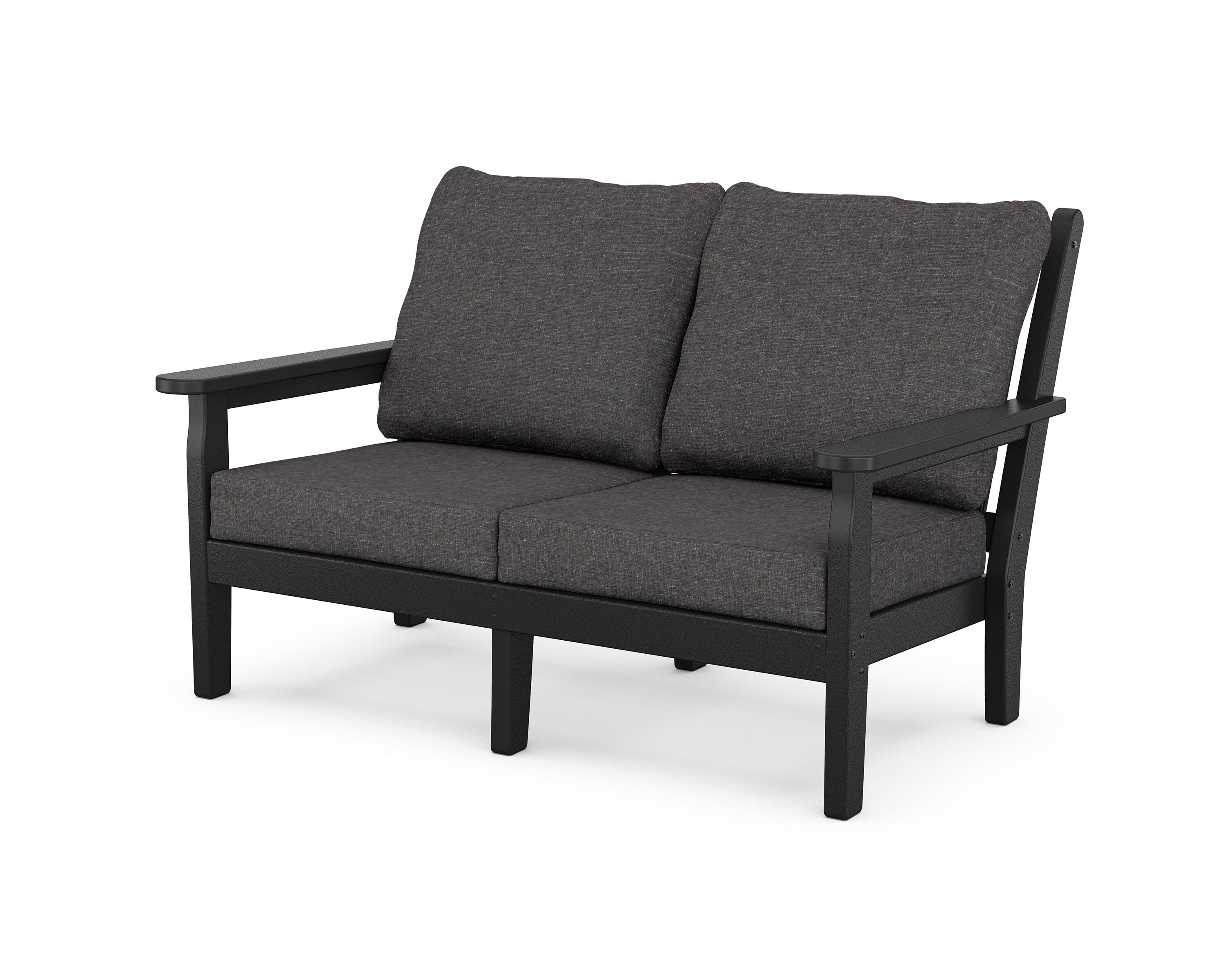 POLYWOOD® Chippendale Deep Seating Loveseat in Black / Ash Charcoal