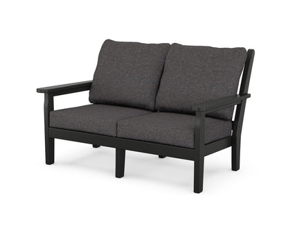 POLYWOOD® Chippendale Deep Seating Loveseat in Black / Ash Charcoal