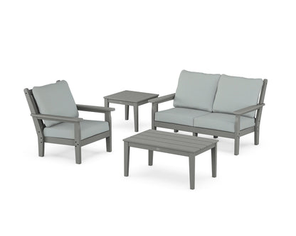 POLYWOOD® Chippendale 4-Piece Deep Seating Set in Slate Grey / Spa