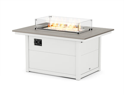POLYWOOD® Rectangle 34" X 46" Fire Pit Table in White / Driftwood