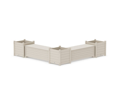 POLYWOOD® 48" Nautical L- Shaped Planter Storage Bench Corner Set- Large in Sand