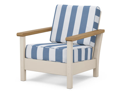 POLYWOOD® Harbour Deep Seating Chair in Sand / Natural / Cabana Stripe Sky Blue