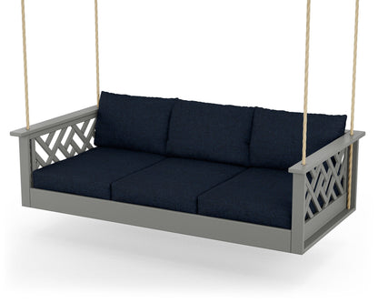 POLYWOOD® Chippendale Daybed Swing in Slate Grey / Marine Indigo