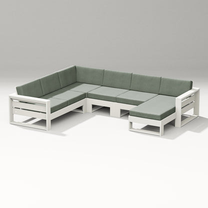 PW Designer Series Latitude Corner Sectional with Right Chaise in Vintage White / Cast Sage