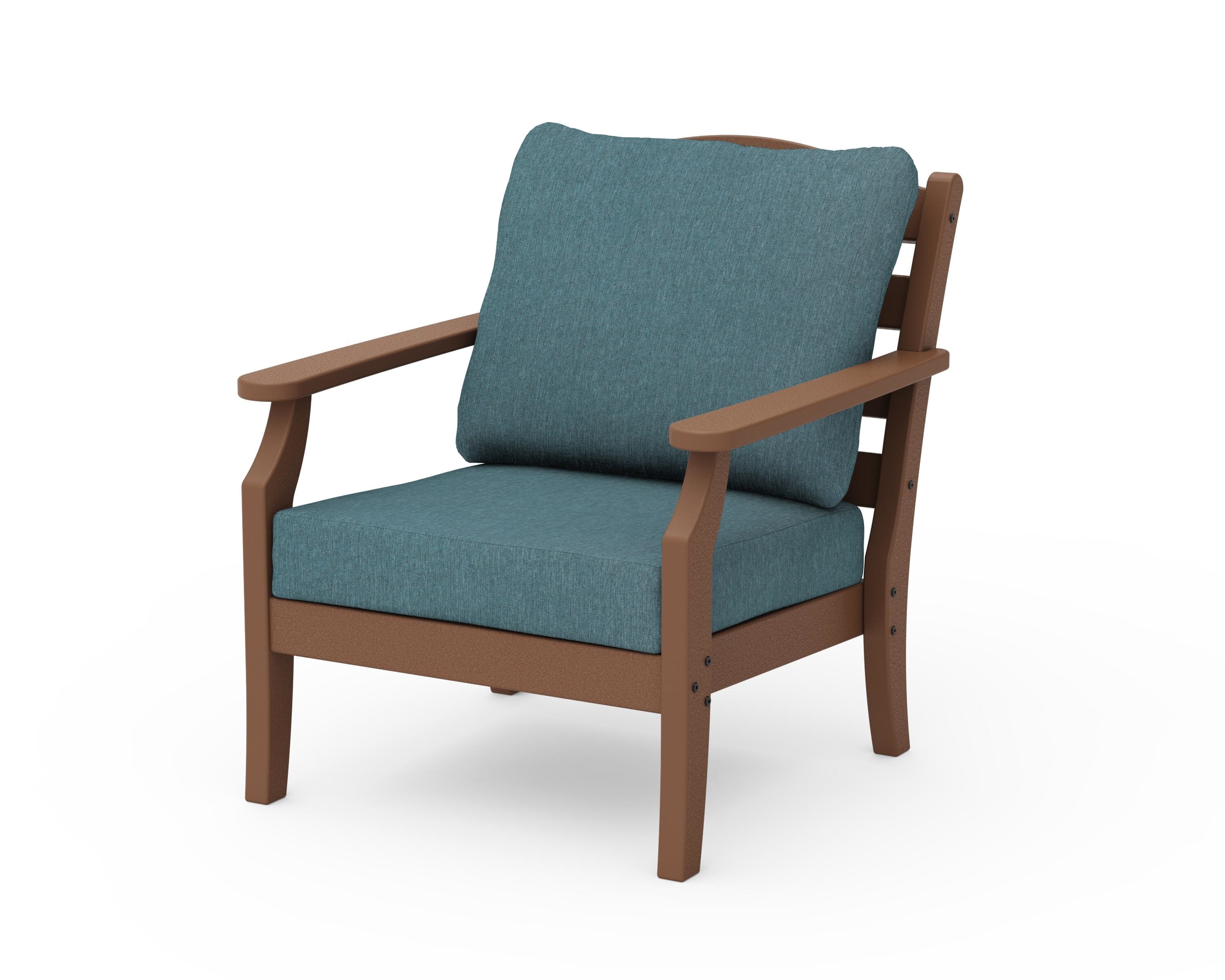 Draper James™ by  POLYWOOD® Savannah Deep Seating Chair in Teak / Ocean Teal
