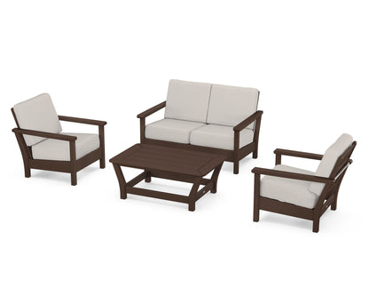 POLYWOOD® Harbour 4-Piece Deep Seating Set in Mahogany / Cast Ash