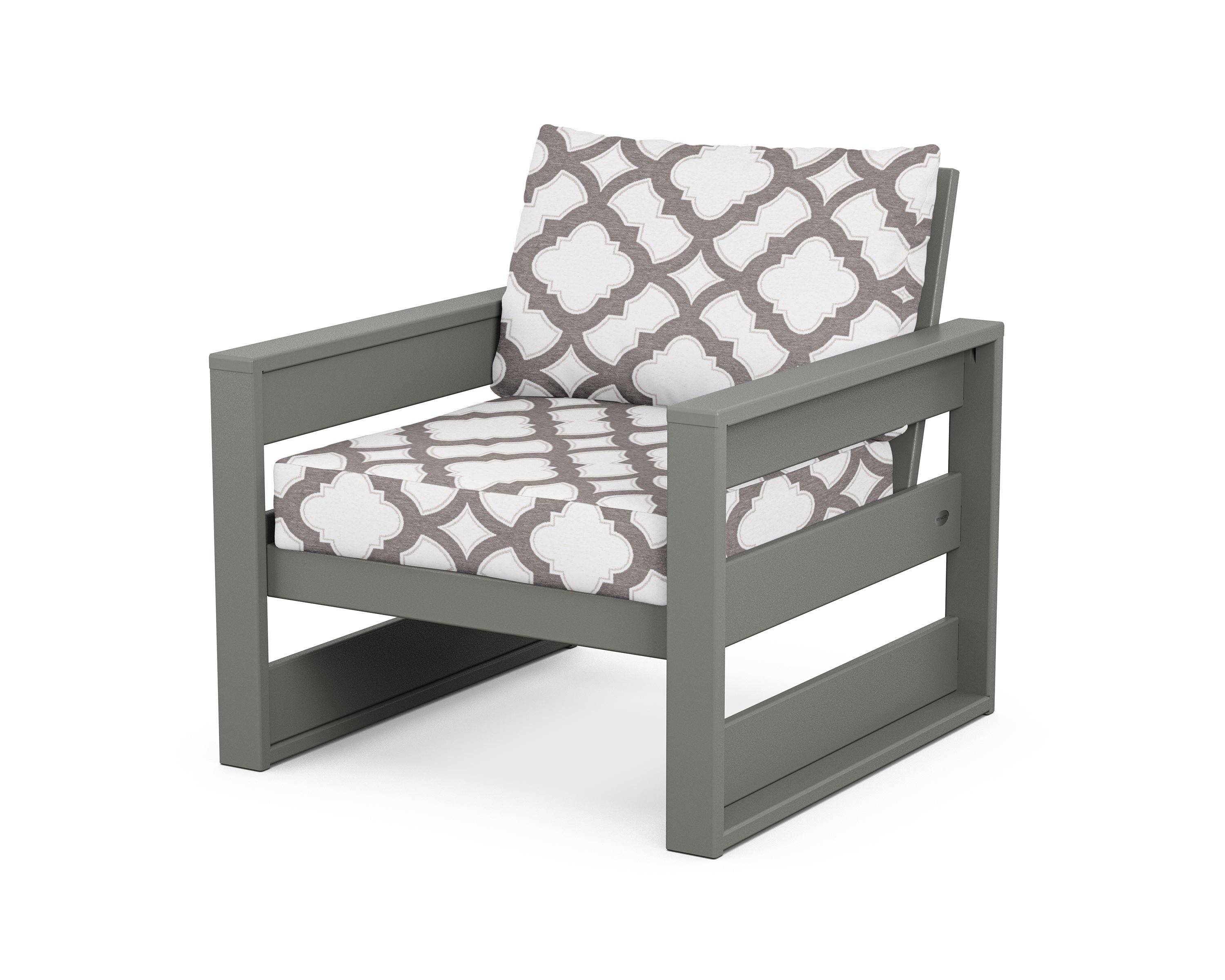 POLYWOOD® Westport Club Chair in Slate Grey / Trellis Grey Mist