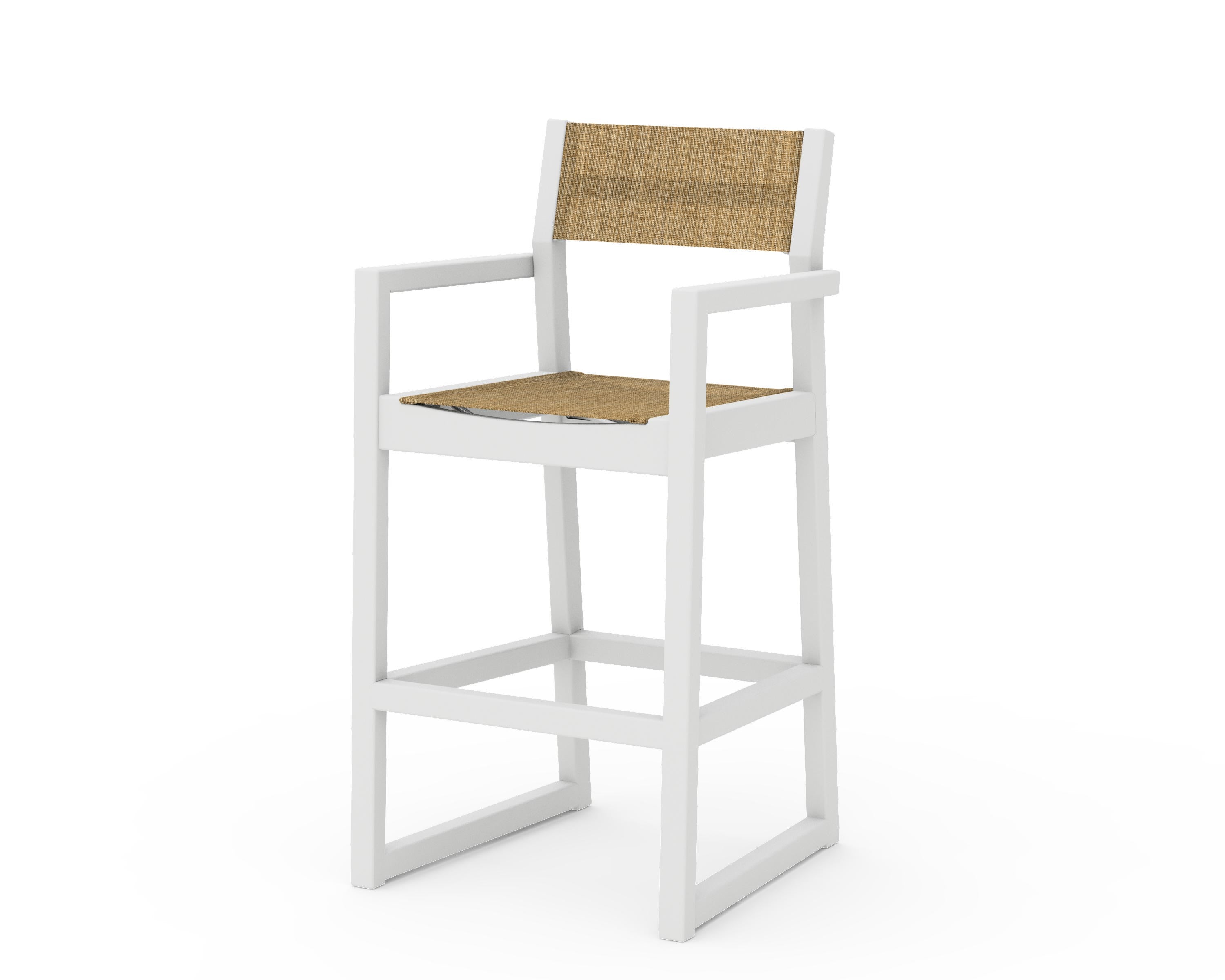POLYWOOD® EDGE Sling Bar Arm Chair in White / Burlap Sling