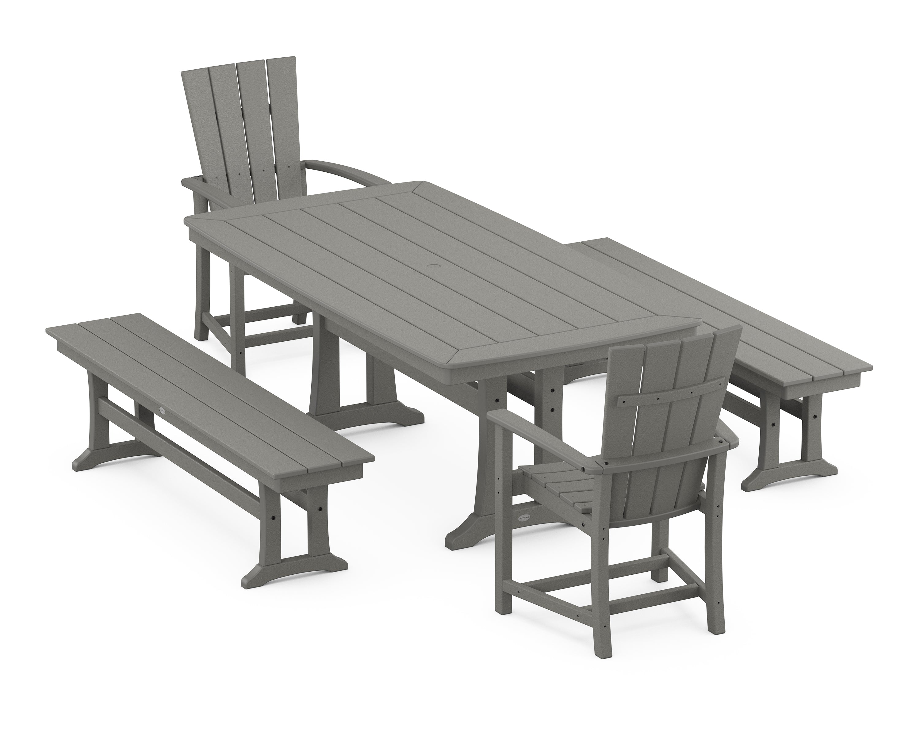POLYWOOD® Quattro 5-Piece Dining Set with Trestle Legs in Slate Grey