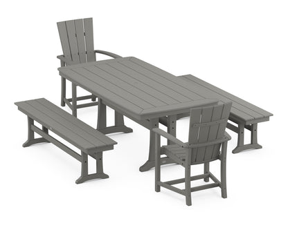 POLYWOOD® Quattro 5-Piece Dining Set with Trestle Legs in Slate Grey
